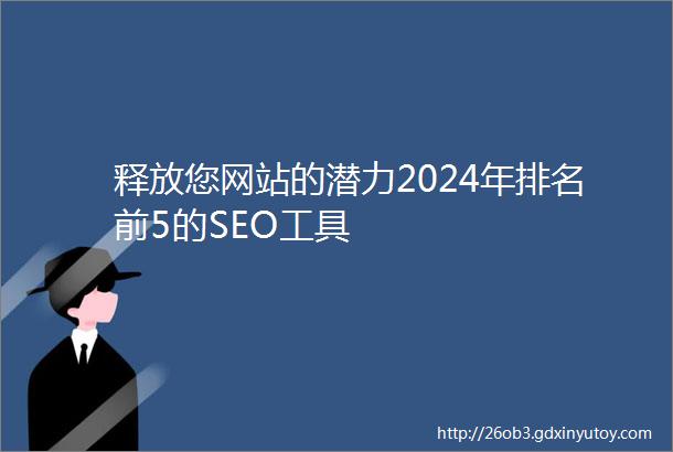 释放您网站的潜力2024年排名前5的SEO工具